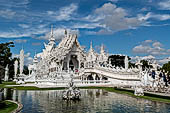 Famous Thailand temple or white temple, Wat Rong Khun,at Chiang Rai province, northern Thailand. 